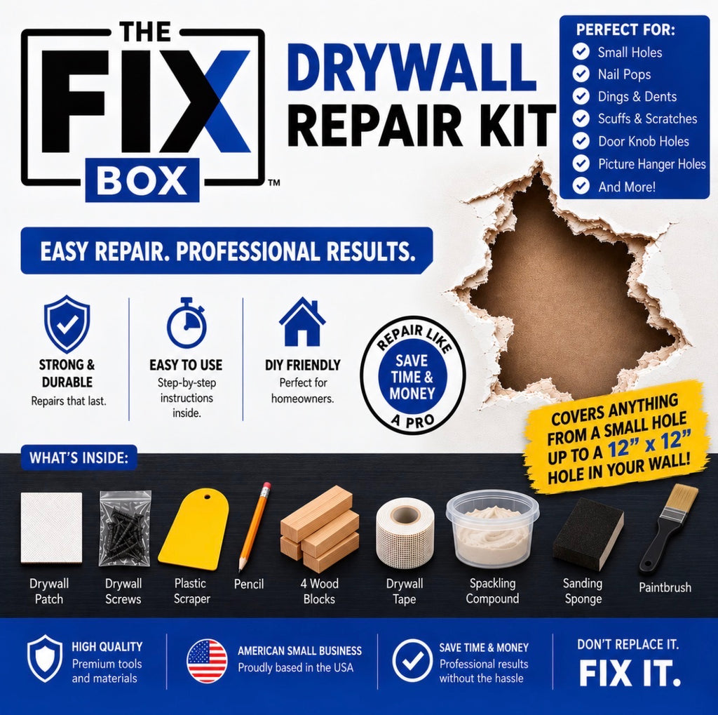 The Fix Box Drywall Repair Kit – Four 6" Repairs or One 12" Repair